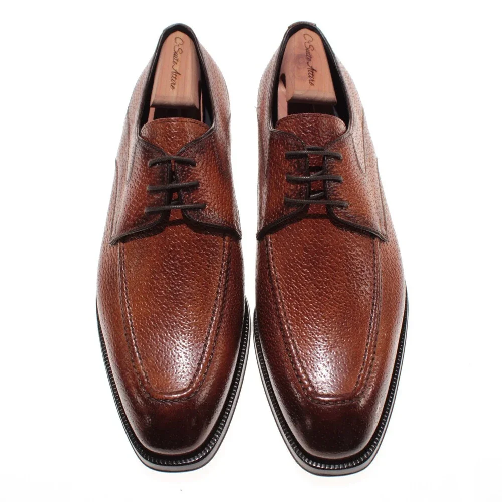 Di Bianco NWB Derby Dress Shoes Size 42.5 (US 9.5) in Brown Peccary Leather
